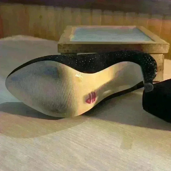 BCBGeneration Black Suede Embellished Heels - Picture 6 of 9